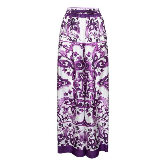 Dolce & Gabbana Women Maiolica Print Twill Trousers